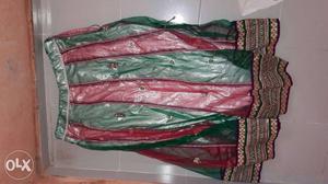 Women's Green And Red Maxi Skirt