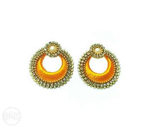 Yellow Silk chandbali earrings colours can be