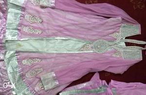 Anarkali suit color-pink and white Market
