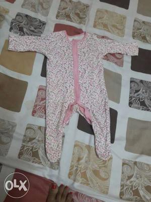 Baby's Pink And White Floral Footie Pajamas