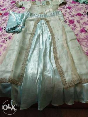 Beige And Blue Traditional Dress