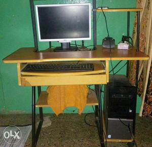Black Computer Tower, Keyboard And Monitor
