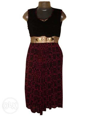 Black & Red Color Western Party Wear Dress
