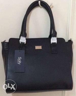 Black Solly Leather Tote Bag