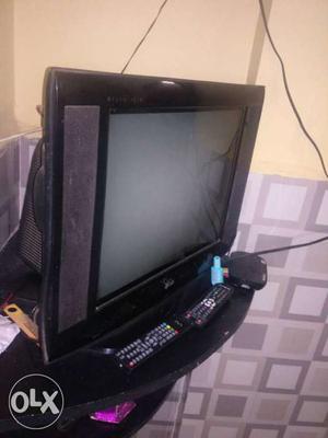 Black Widescreen CRT TV With Remote Controls LG TV