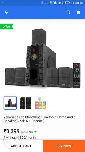 Black Zebronics Bluetooth Home Audio speaker just 20 days
