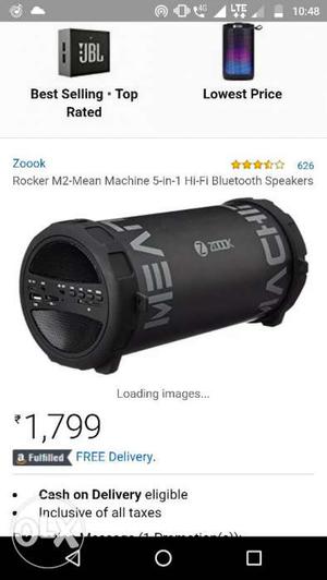 Black Zoook Rocker M2-Mean Machine Bluetooth Speaker