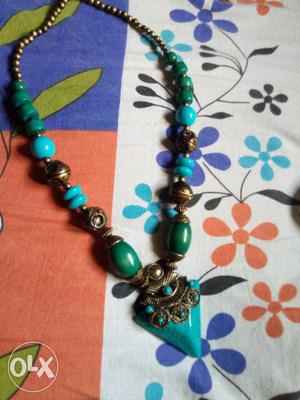 Blue And Green Beaded neckpiece