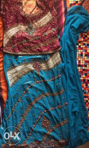 Blue with purple color gagra along with duppata