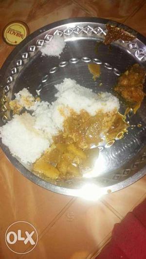Cooked White Rice And Cooked Meat