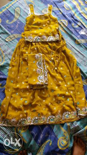 Girl's Yellow Floral Traditional Dress
