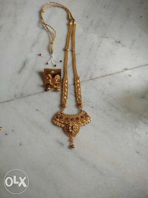 Gold plated Chain Link Necklace And Earrings