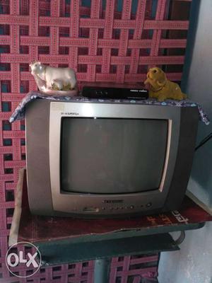 Gray And Silver CRT TV