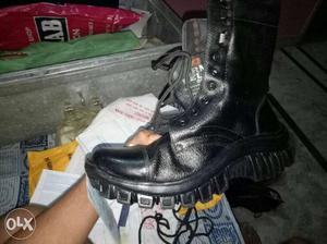 Men's Black Leather Combat Boot