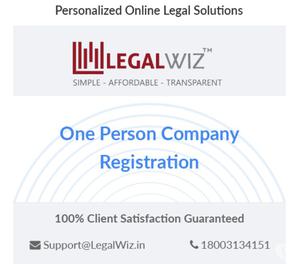 One Person Company Online Registration – LegalWiz.in