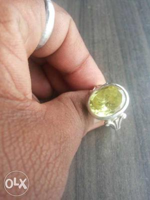 Silver Yellow Gemstone Ring