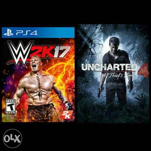 Two W2k17 And Uncharted 4 Sony PS4 Cases