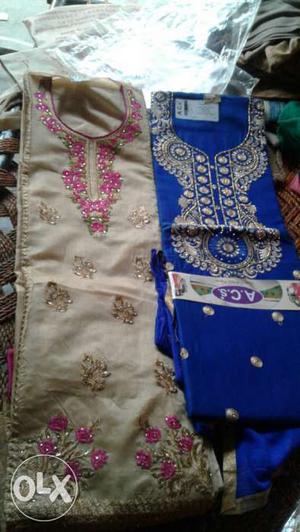 Two White And Blue Sari Dress