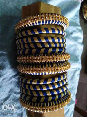 Women's Gold-and-blue Bangle Bracelet Lot
