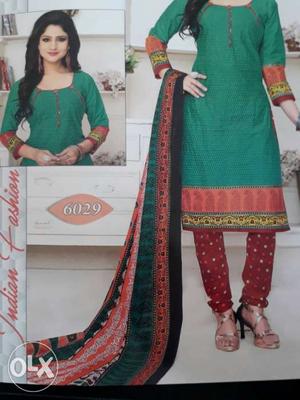 Women's Red And Green Salwar Kameez