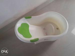 Baby's White And Green Bath Tub