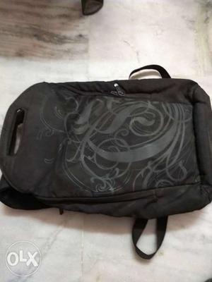 Black And Grey Floral Backpack