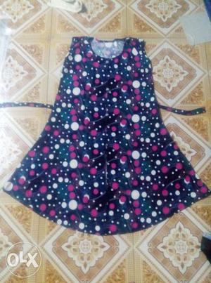 Girl's Black, Pink And White Sleeveles Dress