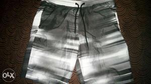 Gray And Black Drawstring Shorts