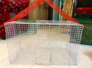 Red And Grey Chain Link Pet Cage