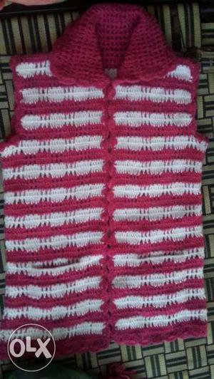 Red And White Knit Vest