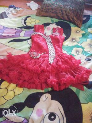 Red pretty frock for 1,2 year girl