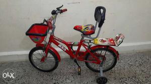 Toddler's Red BSA Bicycle With Training Bicycle rearlyuse..