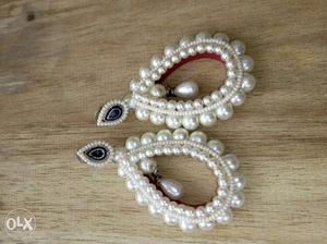 2 White Pearl Earrings