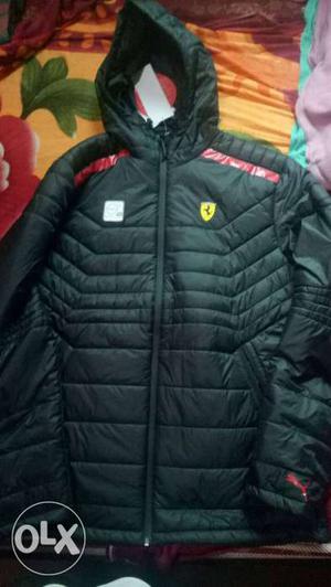 Black Ferrari Bubble Zip-up Hoodie Jacket