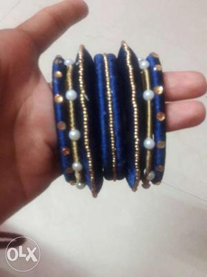 Blue And Black Silk-thread Bangles