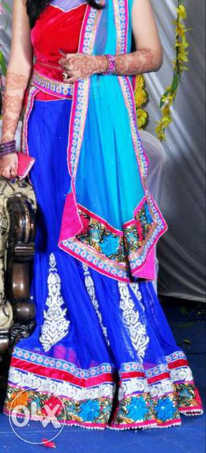 Blue and red lehenga..ethnic and traditional outfit,women