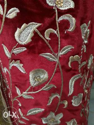 Brand new magenta woollen golden embroidery kurti in velvet.