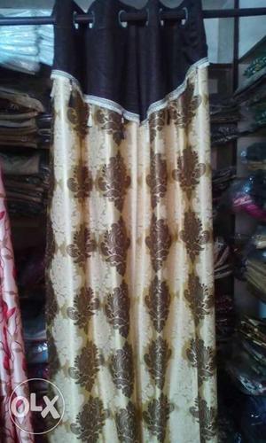 Brown And Black Floral Grommet Curtain