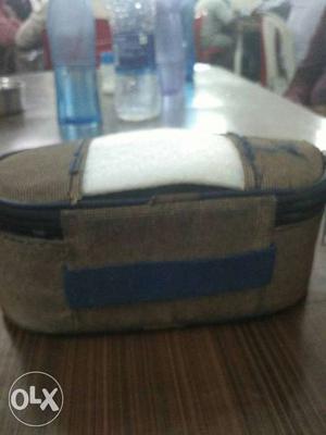 Brown Fabric Zip Handbag