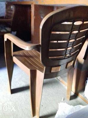 Brown Plastic Monobloc Arm Chair