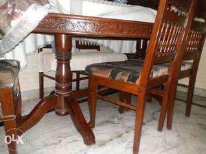 Brown Wooden Padded Dining Set