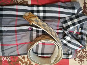 Burberry shirt & LV belt combo at throw away