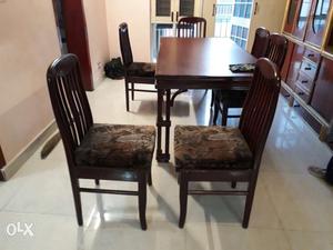 Cherry color 6 seater dining set with seats in