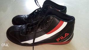 Fila excellent black colour Shoes with red and white