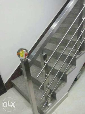 Gray Concrete Stairs Stainless Steel Raleway