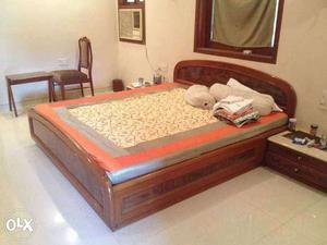 Handmade double bed with two side tables