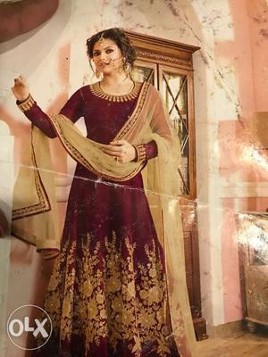 Long suit with dupatta wine colour brand new