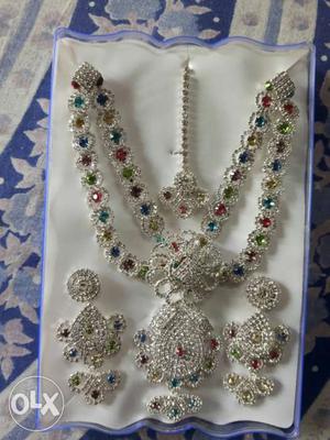 New bridal stone jwellery set with neklace, earrings & maang