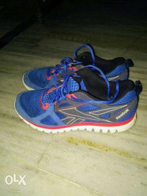 Pair Of Blue-and-gray Reebok Running Shoes ortholite 8 no,