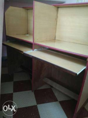 Pink And Brown Wooden Cubicle
